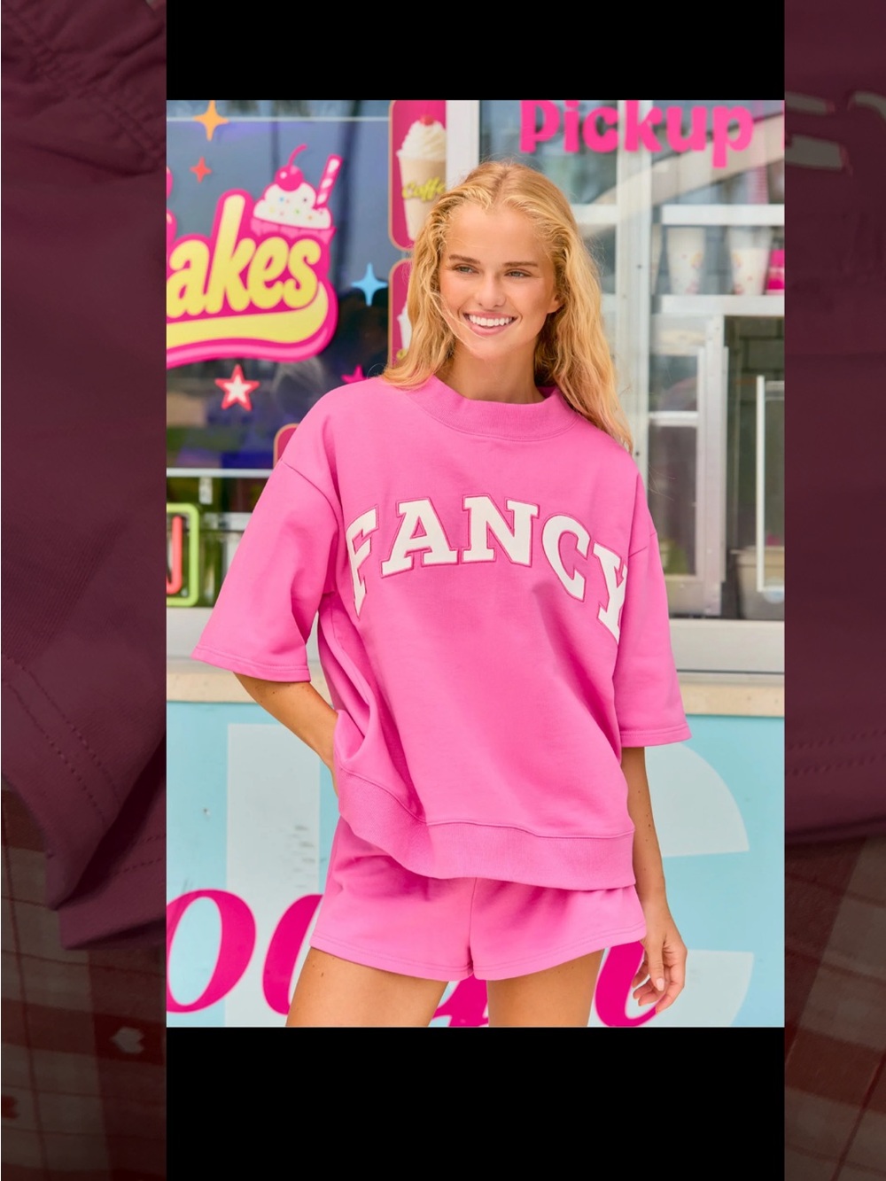 Fancy Oversized 'FANCY' Short-Sleeve Crewneck L/XL & Shorts Size L -Bubblegum - Picture 8 of 12